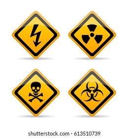 Danger warning vector sign set on white background