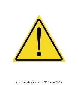 Signo de triángulo amarillo de advertencia de peligro - etiqueta de peligro del símbolo de la exclamación de la silueta negra. Aislado sobre fondo blanco
