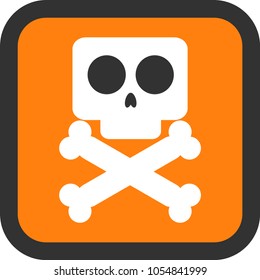 Danger. Warning you about harmful activities or dangerous area. A skull with bones in front of a orange square. EPS 10 Illustration Vector.