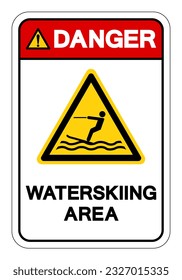 Danger Water Skiing Area Symbol Sign, Vector Illustration, Isolate On White Background Label. EPS10
