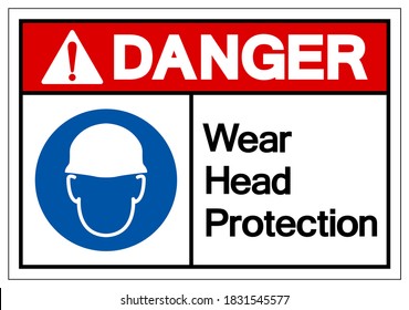 Danger Wear Head Protection Symbol Sign,Vector Illustration, Isolated On White Background Label. EPS10 