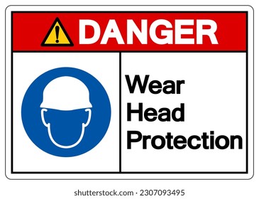 Danger Wear Head Protection Symbol Sign,Vector Illustration, Isolated On White Background Label. EPS10 