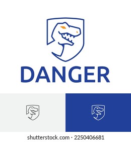 Danger Wild Animal T-rex Dinosaur Adventure Park Line Logo