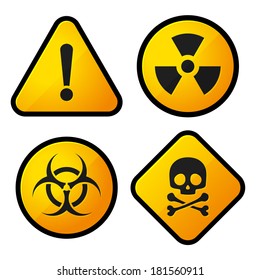 Danger Yellow Sign Icons Set