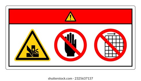 Danger You Hand When Using Silkscreen Do Not Touch and Do Not Remove Guard Symbol Sign, Vector Illustration, Isolate On White Background Label .EPS10