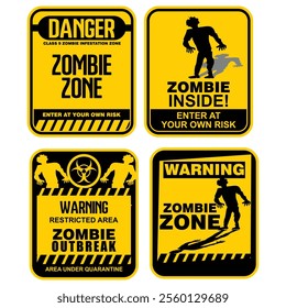 Danger, Zombie Zone, sign vector