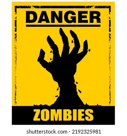 Danger, zombies sign and label vector