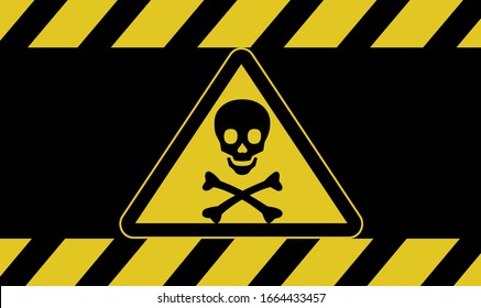Danger zone skull signs triangles yellow black background