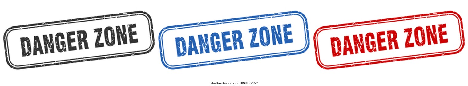 Danger Zone Square Isolated Sign Set. Danger Zone Stamp