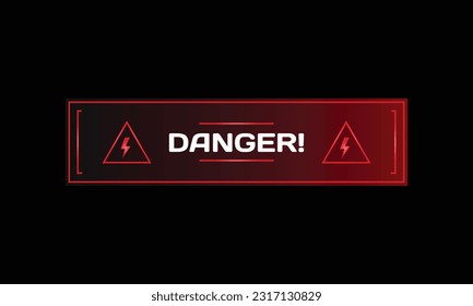 Danger zone warning red frame hud isolated
