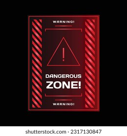 Danger zone warning red frame hud element