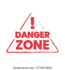 Danger Zone Warning Triangle Stamp Vetor Grunge Alert Sign Ilustração