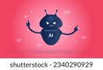 Dangerous AI - Vector illustration of angry and evil artificial intelligence on red background