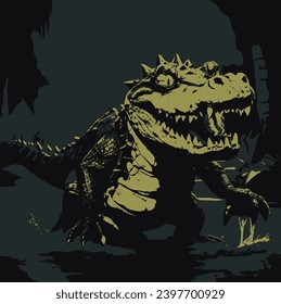 A dangerous alligator at the swamp vector element  