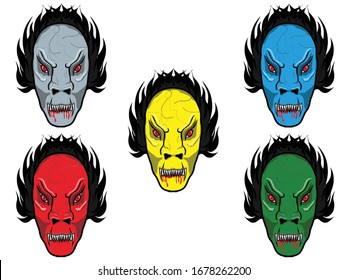 dangerous angry monsters in different color