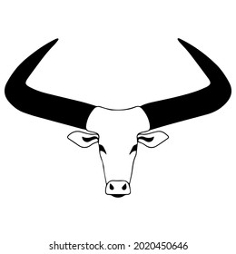 A dangerous animal with long strong horns. Buffalo. Vector drawing of a bull.