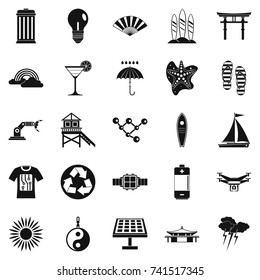 Dangerous beach icons set. Simple set of 25 dangerous beach vector icons for web isolated on white background