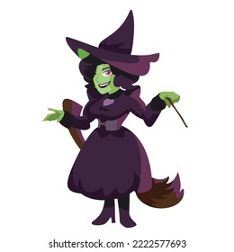 dangerous beautifyl witch with broom