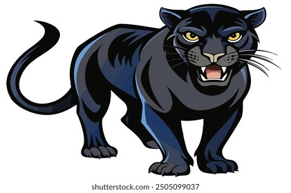 a dangerous black panther standing