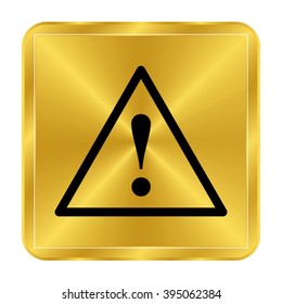 dangerous - black vector icon;  gold button
