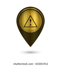dangerous - black vector icon; golden  map pointer