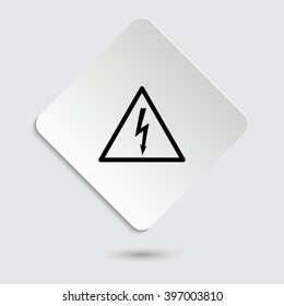 dangerous - black vector icon  on a paper button