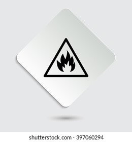 dangerous - black vector icon  on a paper button
