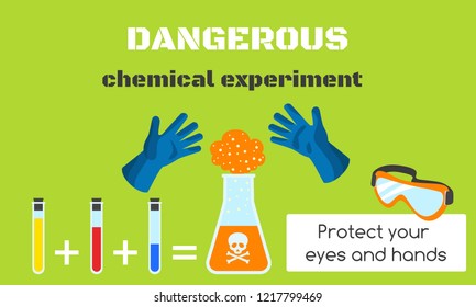 Dangerous chemical experiment concept banner. Flat illustration of dangerous chemical experiment vector concept banner for web design