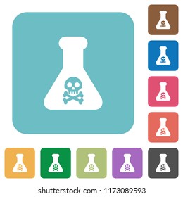 Dangerous chemical experiment white flat icons on color rounded square backgrounds
