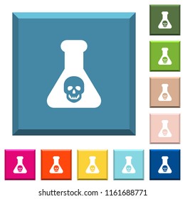 Dangerous chemical experiment white icons on edged square buttons in various trendy colors