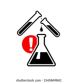 Dangerous Chemicals In Test Tubes And Flasks Vector Icons.