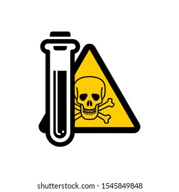 Dangerous Chemicals In Test Tubes And Flasks Vector Icons.