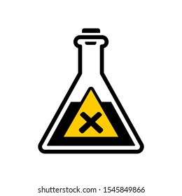 Dangerous Chemicals In Test Tubes And Flasks Vector Icons.