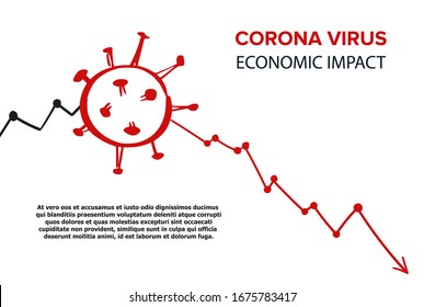 Dangerous chinese 2019-nCoV virus. Vector hand drawn. Economic impact concept. Markets fall down. Coronavirus outbreak. 2019-nCoV. Covid-19