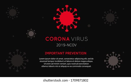 virus chino peligroso 2019-nCoV. Concepto de letras vectoriales. Enfermedad epidemia de neumonía en Wuhan en China. Banner de Stop coronavirus con espacio de copia, logotipo, símbolo