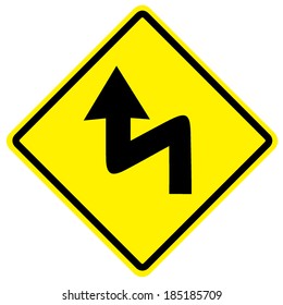 dangerous corner ahead, traffic sign vector
