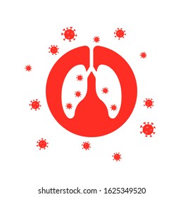 dangerous coronavirus infected lungs. flat minimal trend modern simple biohazard logotype graphic design element isolated on white background. concept of global pandemic risk or east corona virus