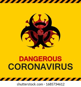 Dangerous coronavirus in yellow background