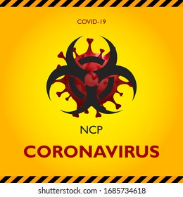 Dangerous coronavirus in yellow background