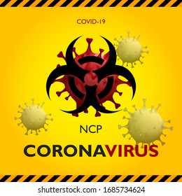 Dangerous coronavirus in yellow background