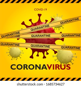 Dangerous coronavirus in yellow background