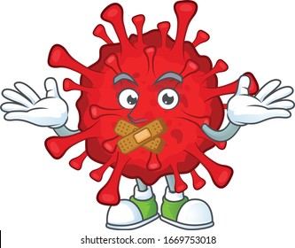 Dangerous coronaviruses cartoon character design concept showing silent gesture