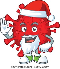 Dangerous coronaviruses cartoon character of Santa showing ok finger