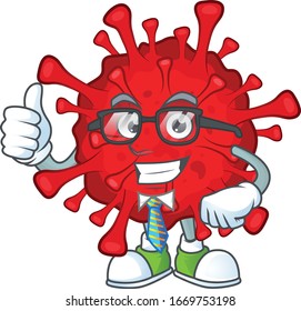 Dangerous coronaviruses successful Businessman cartoon design with glasses and tie