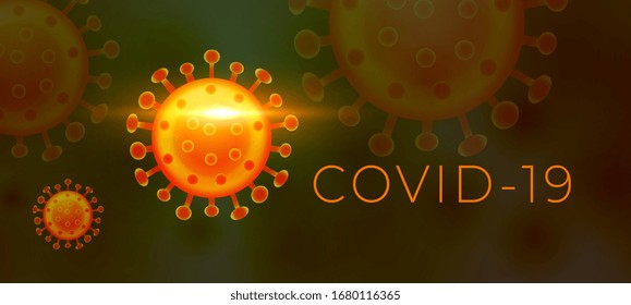 dangerous covid-19 coronavirus banner with virus cell