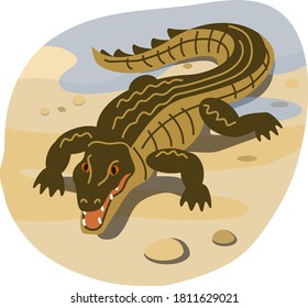 gefährliches Krokodil im Sand