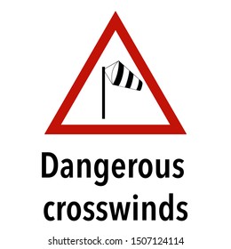 Dangerous crosswinds Information and Warning Road traffic street sign, vector illustration collection isolated on white background for learning, education, driving courses, sticker, icon.