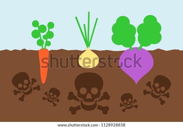 汚染された畑での危険な栽培 植物は 土壌中の有毒な化学物質に汚染される ベクターイラスト のベクター画像素材 ロイヤリティフリー 1122