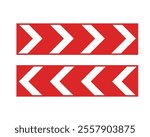 Dangerous Curve Direction Sign Featuring a Triangular Shape with Red Border and Chevron Arrows, Indicating the Direction to Follow in a Curve or Around Roadwork Areas, Available as a Vector File