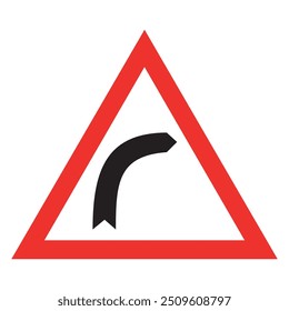 Dangerous Curve to the Right within a red triangle, Traffic signs vector design